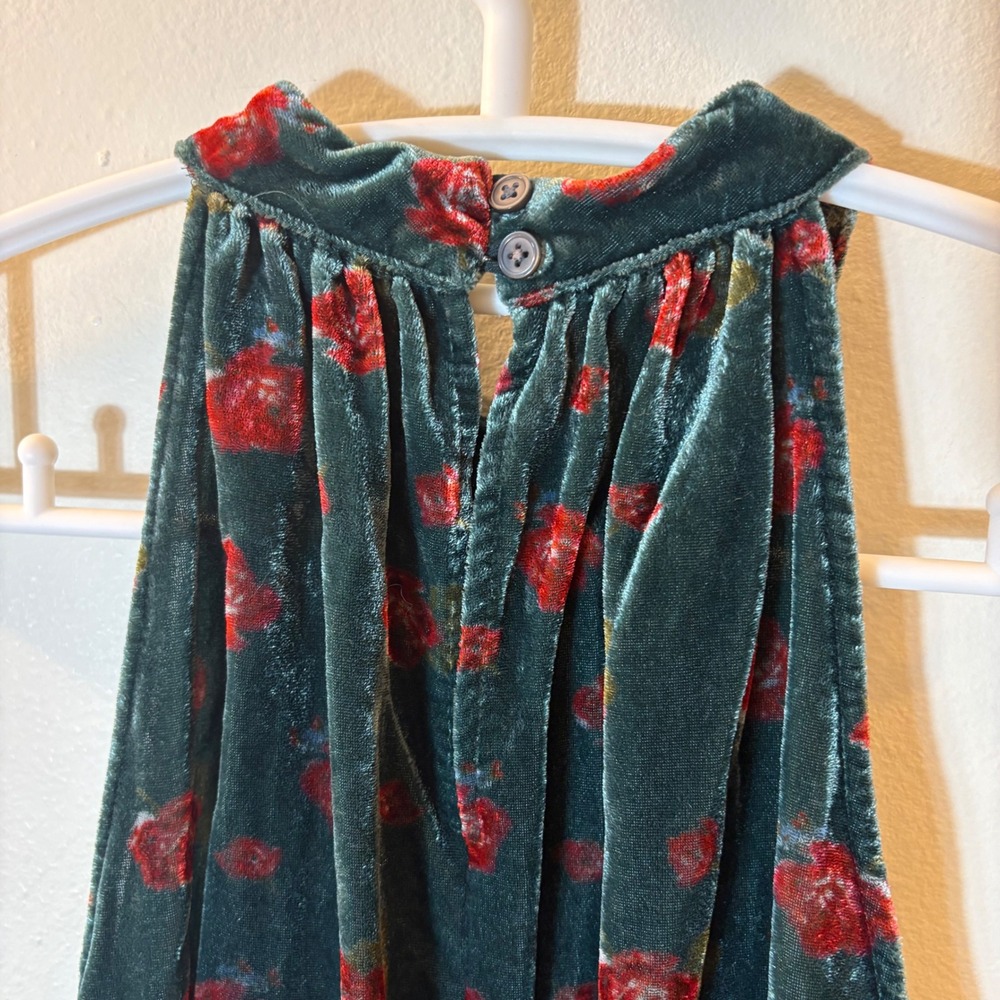 LOFT Floral Velvet Shirred Halter Top Size Small - Picture 6 of 9
